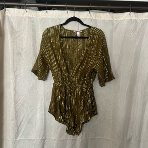 Victoria's Secret Olive Green Striped Romper